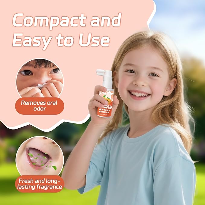 Kids Oral Spray - Probiotic Fruit Flavored Toothpaste Helper for Toddlers, Daily Fresh Breath, Gentle Oral Care Spray for Children (2Pack, Orange)