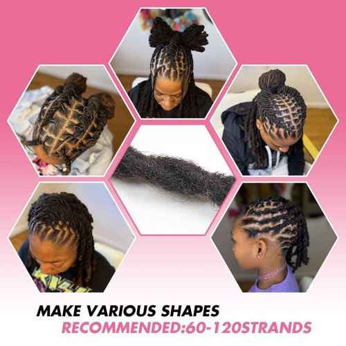 Lounoke12Inch 40 Strands Loc Extensions Human Hair, 0.6cm Pencle Size Dreadlock Extensions Human Hair for Women Men Full Handmade Permanent Dreads Locs(salt)