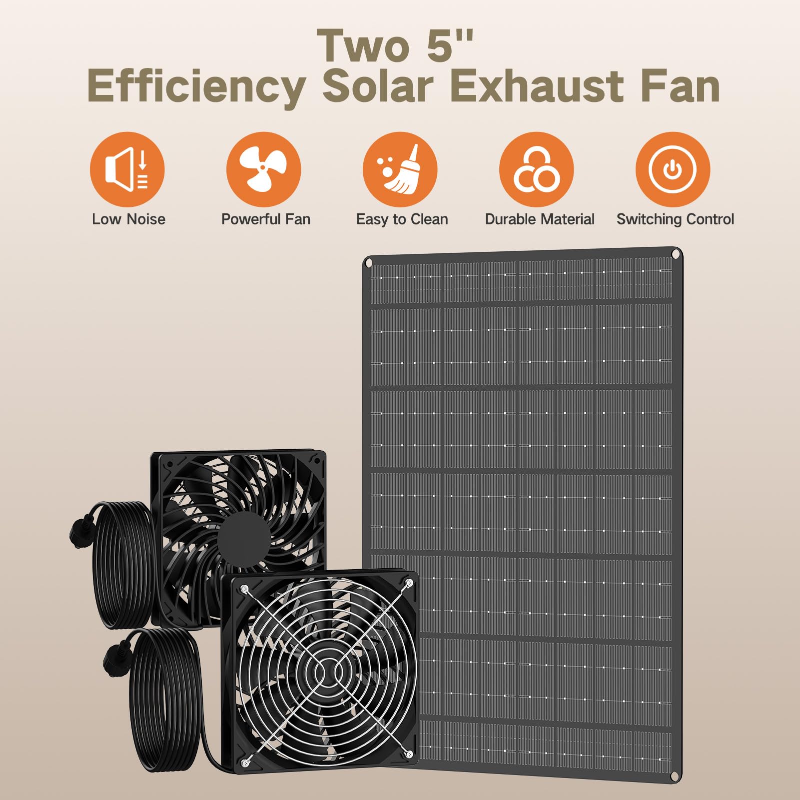 WECOOL Solar Exhaust Fan, 15W Dual Exhaust & Intake Ventilation Fan