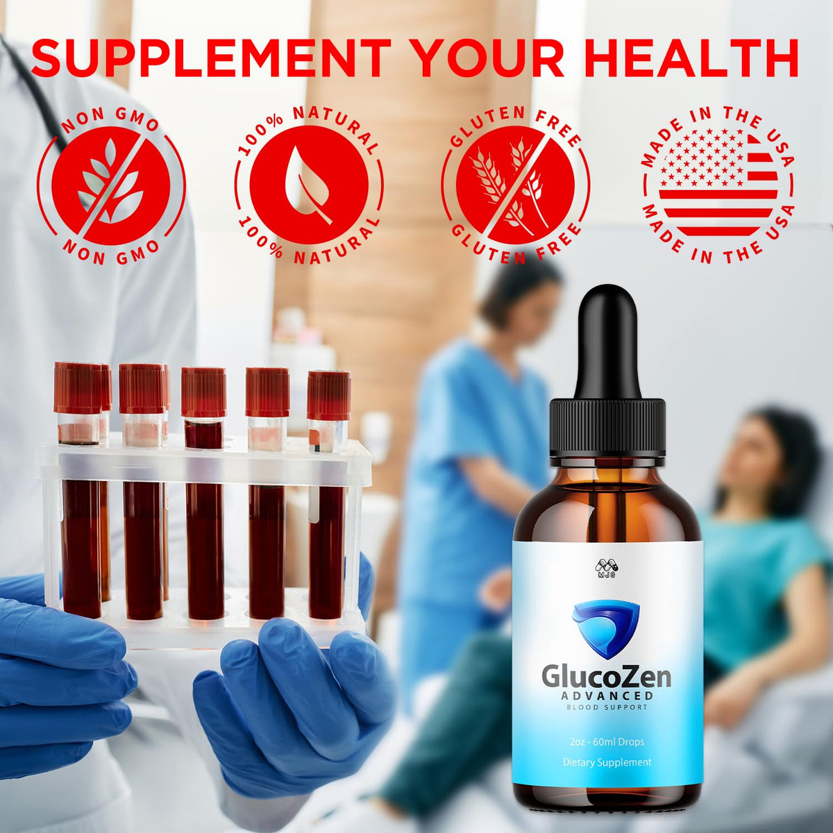 (2 Pack) Glucozen Drops, Official GlucoZen Support with All Natural Ingredients, Advanced Glucozen Drops Health & Wellness Supplement Formula with Maximum Strength Multivitamins (60 Servings)