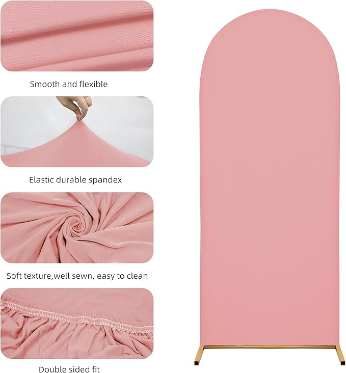 Arch Covers,Arch Backdrop Stand Fitted Cover for Wedding Birthday Party Ceremony Banquet Decoration(6.6FT,Light Pink,Cover Only)