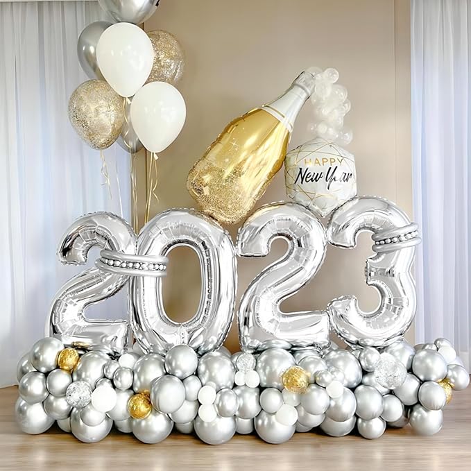 40 Inch Silver Number Balloons, Helium Mylar Foil Number Balloons for Birthdays, Number 3 Balloon for Party Wedding Bachelorette Birthday Bridal Shower Anniversary Celebration Party Decorations