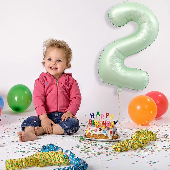 40 Inch Olive Green Large Number Balloons 0-9, Number 2 Balloons Foil Mylar Big Number Balloons, Helium Number Balloons Decorations For Birthday, Anniversary Events, Wedding Party