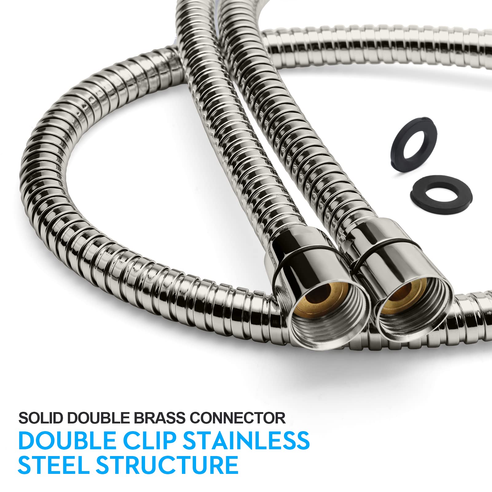 Blissland Shower Hose, 79 Inches Extra Long Stainless Steel Handheld Shower Head Hose with Brass Insert and Nut - Durable and Flexible(Brushed Nickel)