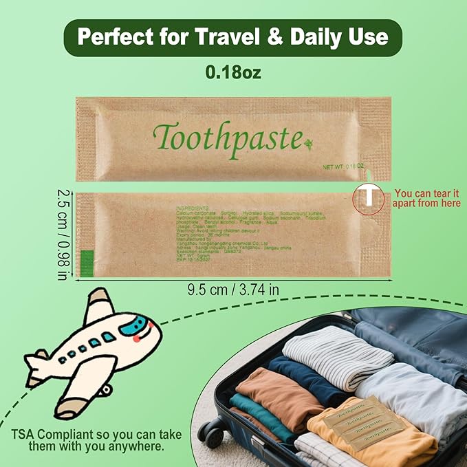 0.18oz Small Toothpaste Travel Size Bulk,Mini Toothpaste Travel for Hotel Camping Gym Office School Homeless200