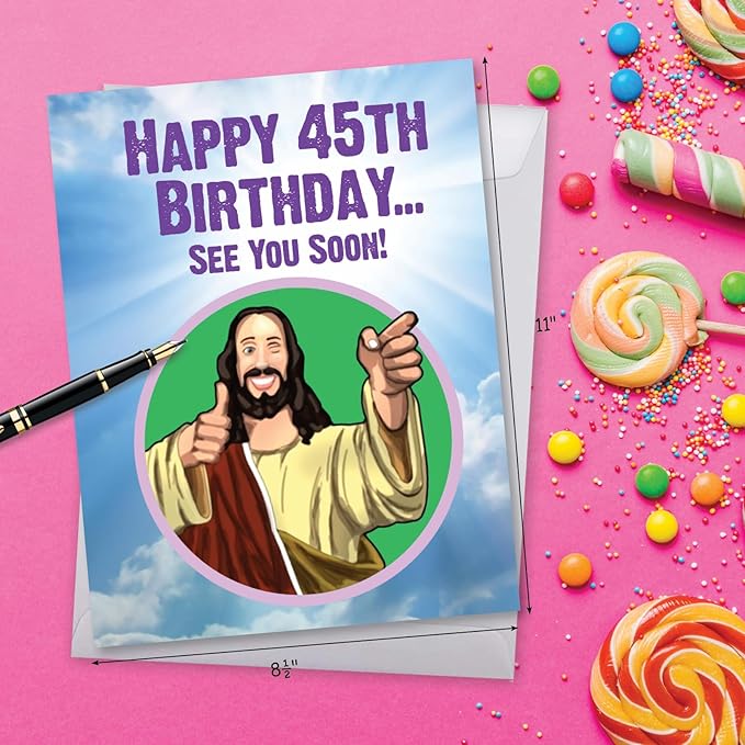 NobleWorks - 45th Funny Birthday Greeting Card (8.5 x 11 Inch) - 45 Years Old, Big Milestone Birthday Humor Card from Group - See You Soon 45 J9403MBG