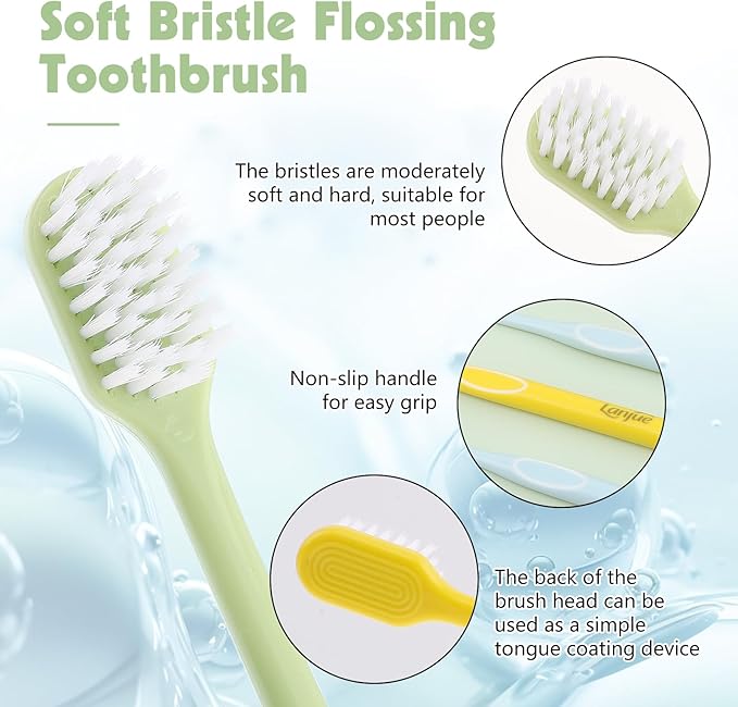 6pcs Travel Toothbrush Set, Extra Soft Toothbrushes for Adults Gentle Portable Manual Toothbrush with Individual Travel Case Deep Cleaning Flossing Toothbrushes for Sensitive Teeth(Multicolor)