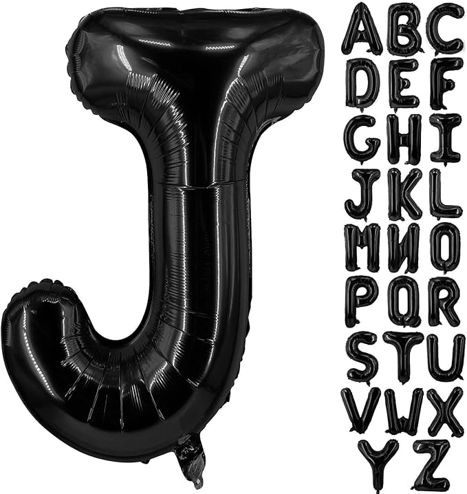 Lovoir 40 Inch Large Black Letter J Balloons Big Size Jumbo Mylar Foil Helium Balloon for Birthday Party Celebration Decorations Alphabet Black J