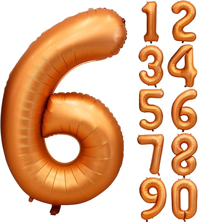 40 inch Orange Number Balloon Giant Foil Helium Balloons for 6th Birthday Party Decorations