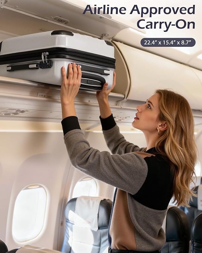 Coolife Carry On Luggage, Suitcase with Durable and Lightweight, carry on suitcase with PC+ABS Hardshell, Dual Spinner Wheels, TSA Lock, and YKK Zipper (navy new, S(20in)_carry on)