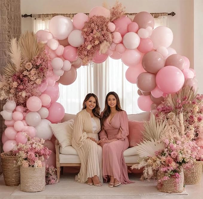 Dusty Pink Balloon Garland Double Stuffed Baby Light Pink Balloon Arch Kit Latex Pastel Balloons for Boho Wedding Baby Shower Birthday Princess Party Decoration