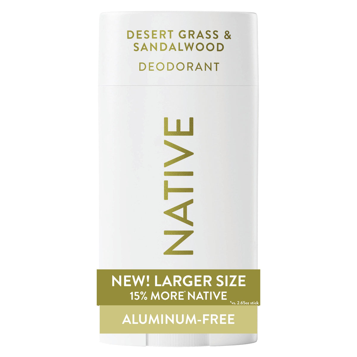 Native Aluminum Free Deodorant, Desert Grass & Sandalwood, Large Size Stick, 72 Hour Odor Control, for Women & Men, Contains Naturally Derived Ingredients, 3.1 oz