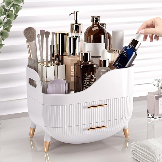 Makeup Organizer with Drawers,Skincare Organizer for Vanity,Storage Box with Handle,Large Cosmetic Display case for Dresser, Bathroom Countertop