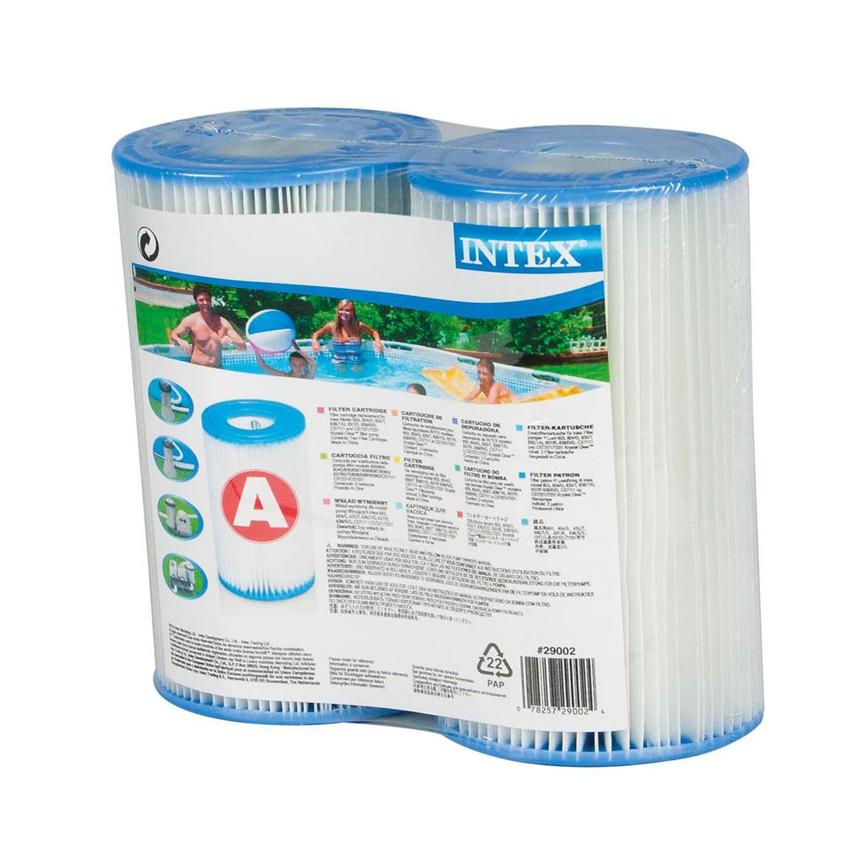 Intex Easy Set Swimming Pool Type A or C Filter Replacement Cartridges (2 Pack)