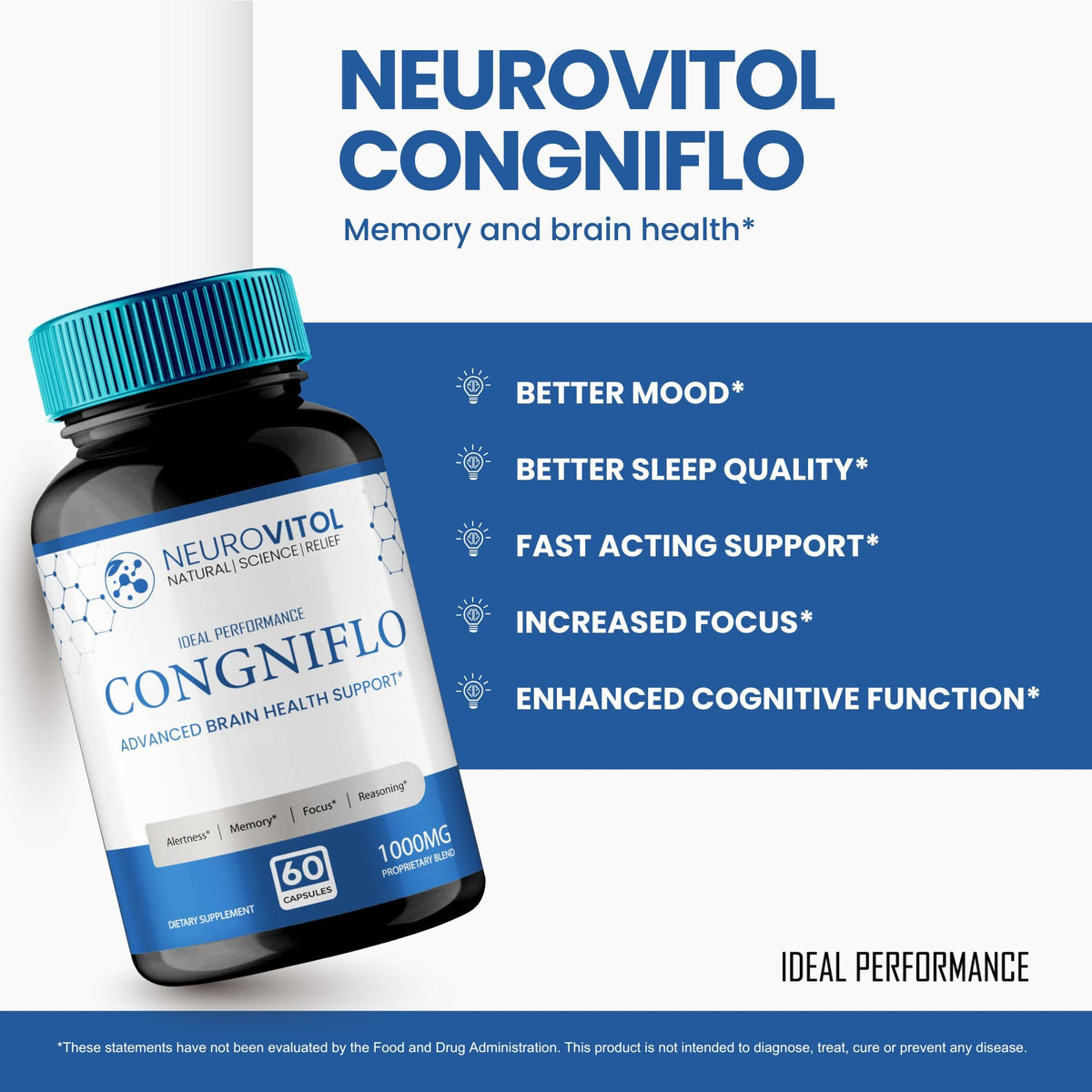 NeuroVitol Cogniflo Capsules, Official NeuroVitolCogniflo Supplement for Brain Health & Memory Support - Maximum Strength, Advanced Formula Nootropic Pills, NeuroVitol Cogniflo Reviews (3 Pack)