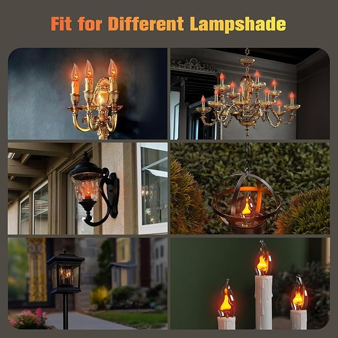 Hompavo E26 Upgraded Flame Light Bulbs, Flickering Fire Light Bulbs Flame Candle for Christmas Halloween Party Patio Porch Home Indoor & Outdoor Decor - 10 Pack