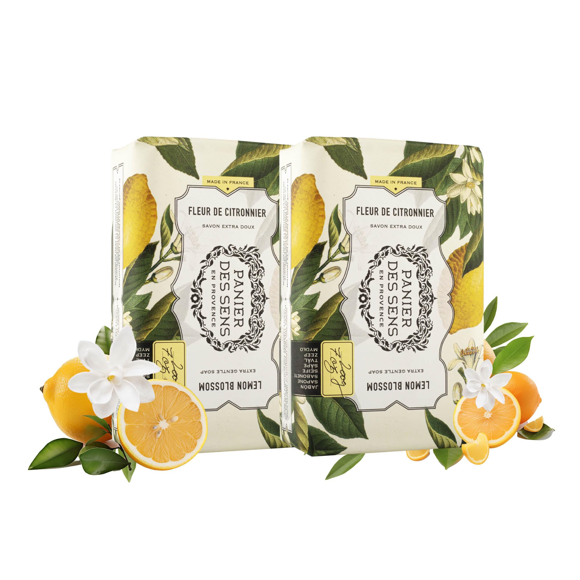 Panier des Sens Lemon Blossom Shea Butter Soap Bar Duo, 2 x 7 oz