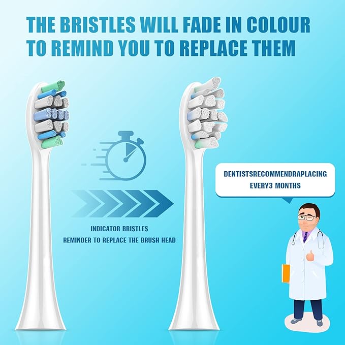 Replacement Toothbrush Heads for Philips Sonicare：8 Pack Soft Replacement Electric Brush Head Compatible with Phillips Sonicare Snap-on System