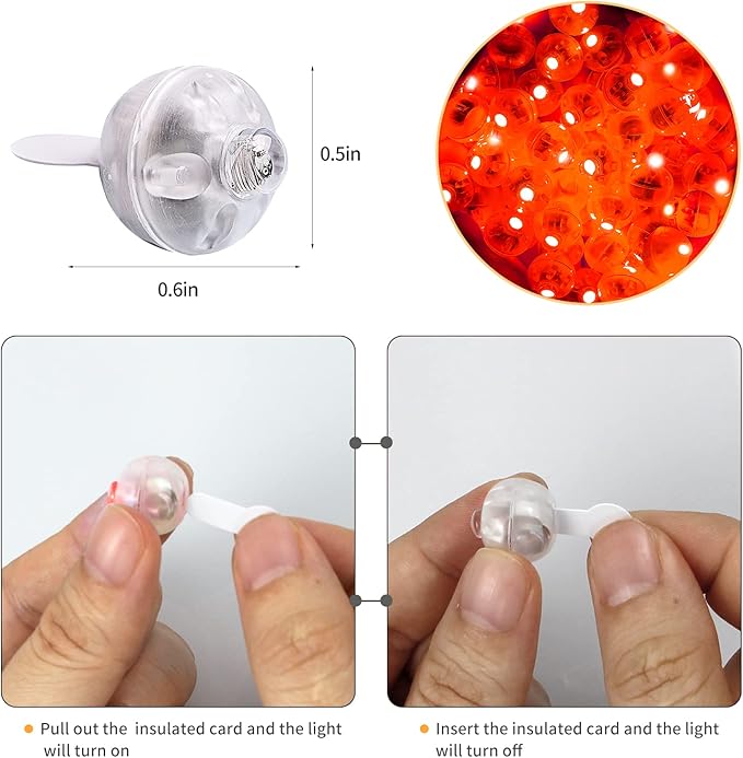 200pcs Red LED Balloon Lights, Mini Led Lights Small Round LED Ball Lamp for Paper Lantern Balloons Indoor Outdoor Party Event Fun Birthday Party Supplies Wedding Halloween Christmas Decoration