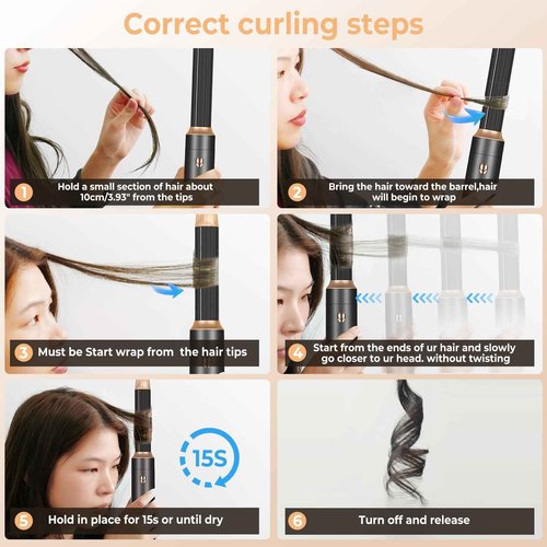 Blow Dryer Brush 7inONE,110000RPM High-Speed Negative Ionic Hair Dryer with Diffuser Concentrator,Curling Iron Hair Straightener Round Brush Blow Out Magic Styler,Volumizing Air Styler (Black Gold)