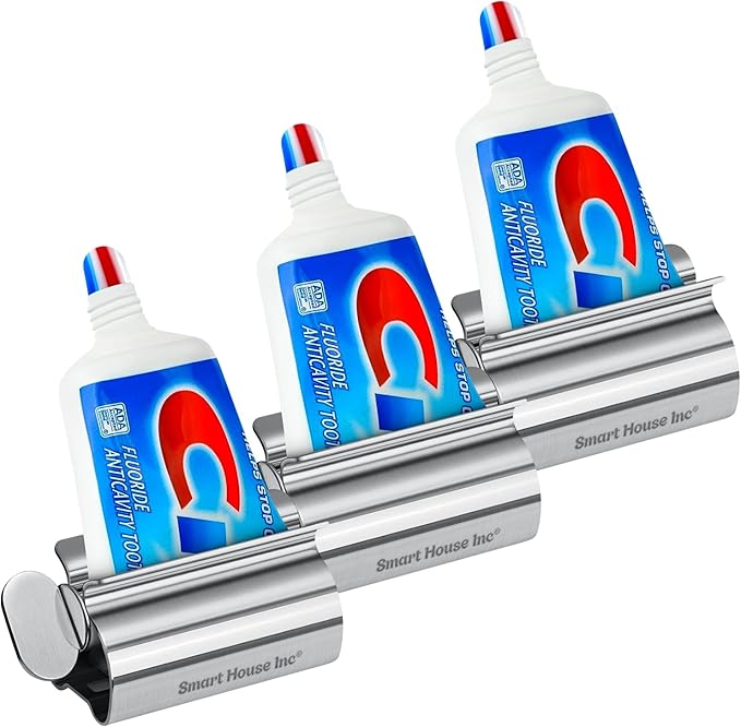 Toothpaste Squeezer Tube Roller Stainless Steel Tube Squeezer Rollers, Saves Toothpaste, Creams, Puts an end to Waste - Simple and Practical (Silver)