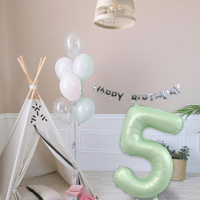 40 Inch Olive Green Large Number Balloons 0-9, Number 5 Balloons Foil Mylar Big Number Balloons, Helium Number Balloons Decorations For Birthday, Anniversary Events, Wedding Party