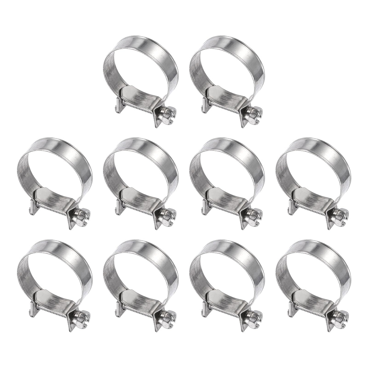 HARFINGTON 10pcs Fuel Injection Hose Clamp 25-27mm Adjustable 304 Stainless Steel Mini Gas Line Hose Clamp for Automotive Agricu