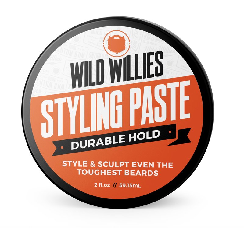 Wild Willies Beard Styling Paste - Men's Grooming Balm with Durable Medium Hold, Hydrates & Tames Flyaway Facial Hair - Non-Greasy, Matte Finish Beard Cream - Essential Beard Care for Men, 2 fl oz