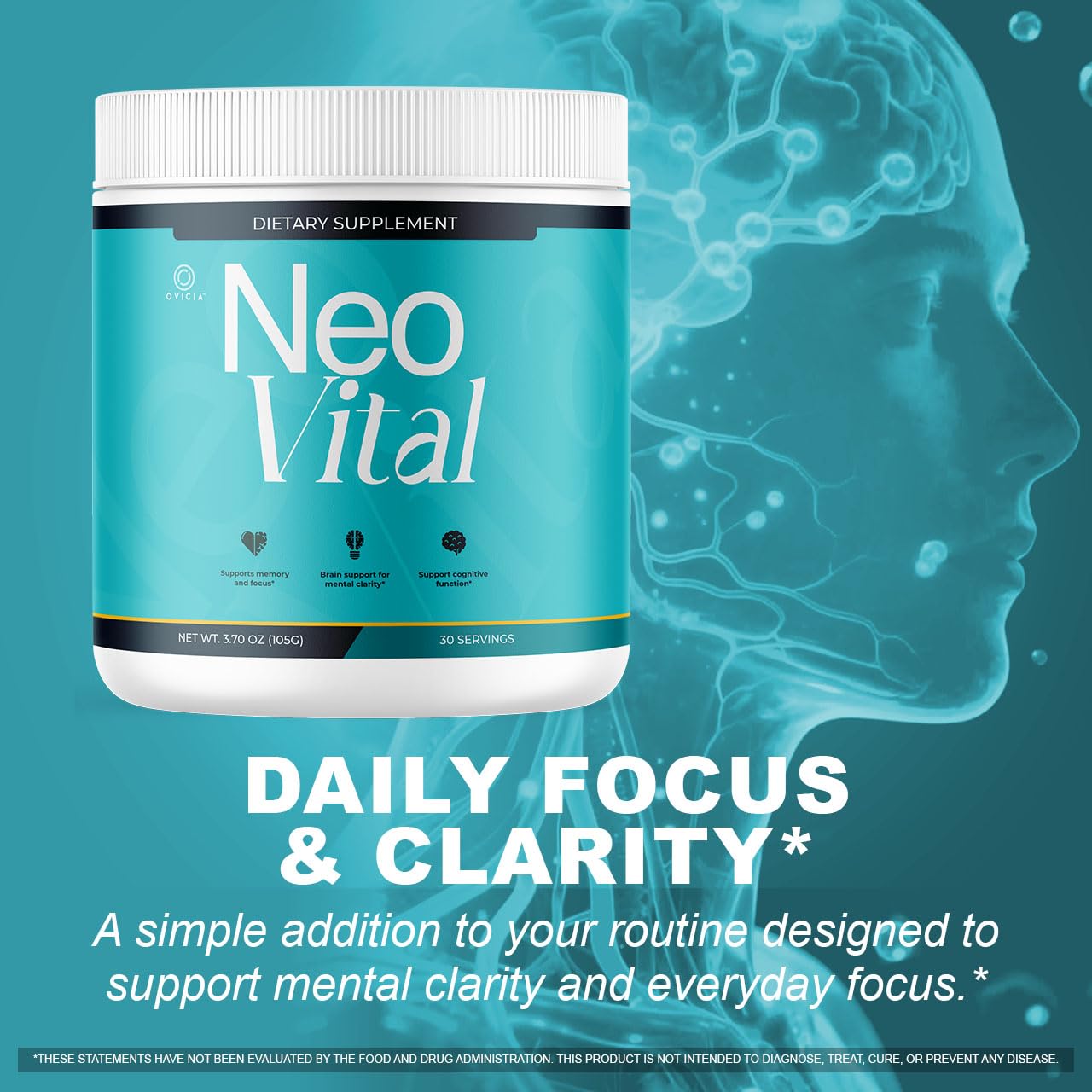 (3 Pack) Neo Vital - Official NeoVital Powder Advanced Premium Formula with All Natural Ingredients Maximum Strength, Neo Vital Memory Powder for Brain Health Wellness, 180 Servings for 3 Months