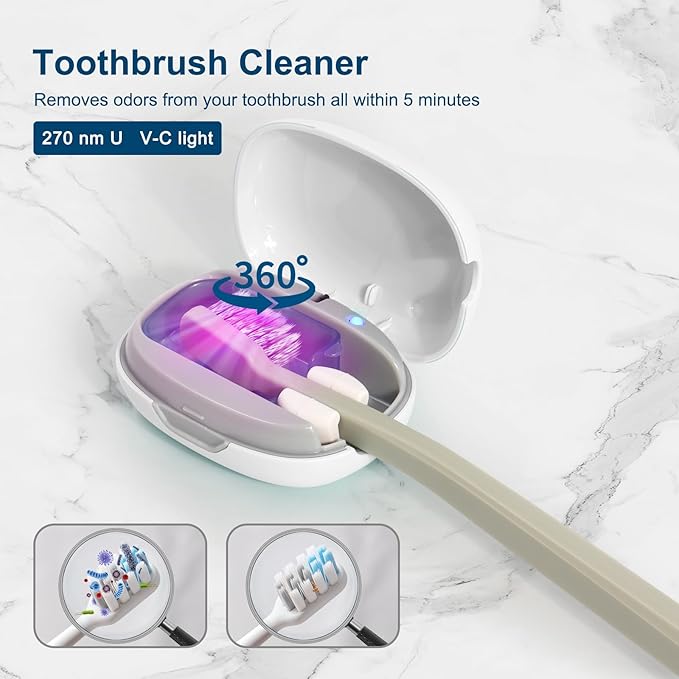 Toothbrush Holder, Toothbrush Cleaner Case, Portable USB Charging Toothbrush Cover with U V-C Light, Travel Toothbrush Holder