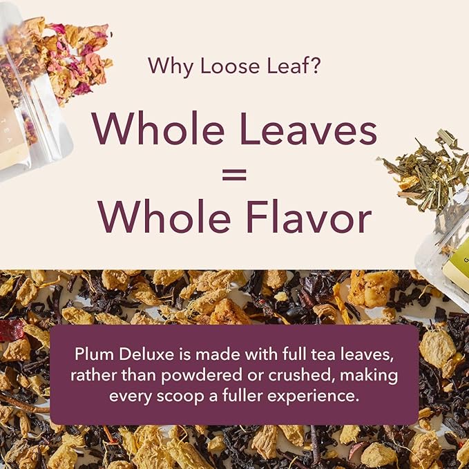 Vanilla Sugar Cookie Herbal Tea – Caffeine-Free Loose Leaf Blend with Rooibos, Vanilla and Cinnamon – Naturally Smooth Flavor, No Added Sugar – 60 to 80 Cups – Small Batch USA – Plum Deluxe