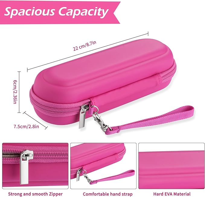 TYSORETY Toothbrush Travel Case for Oral B/Oral-B Pro 1000 1500 5000 7000 & Philips Sonicare 4100 1100 5300 5100 6100/iO Electric Toothbrush, Hard Protective Storage Bag (Pink)