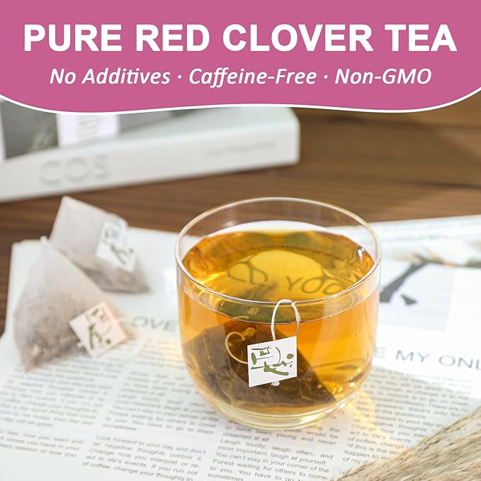 Fullchea - Red Clover Tea Bags, 50 Teabags - Pure Red Clover Herb - Non-GMO - Caffeine-Free - Rich in Antioxidants & Supports Wellness