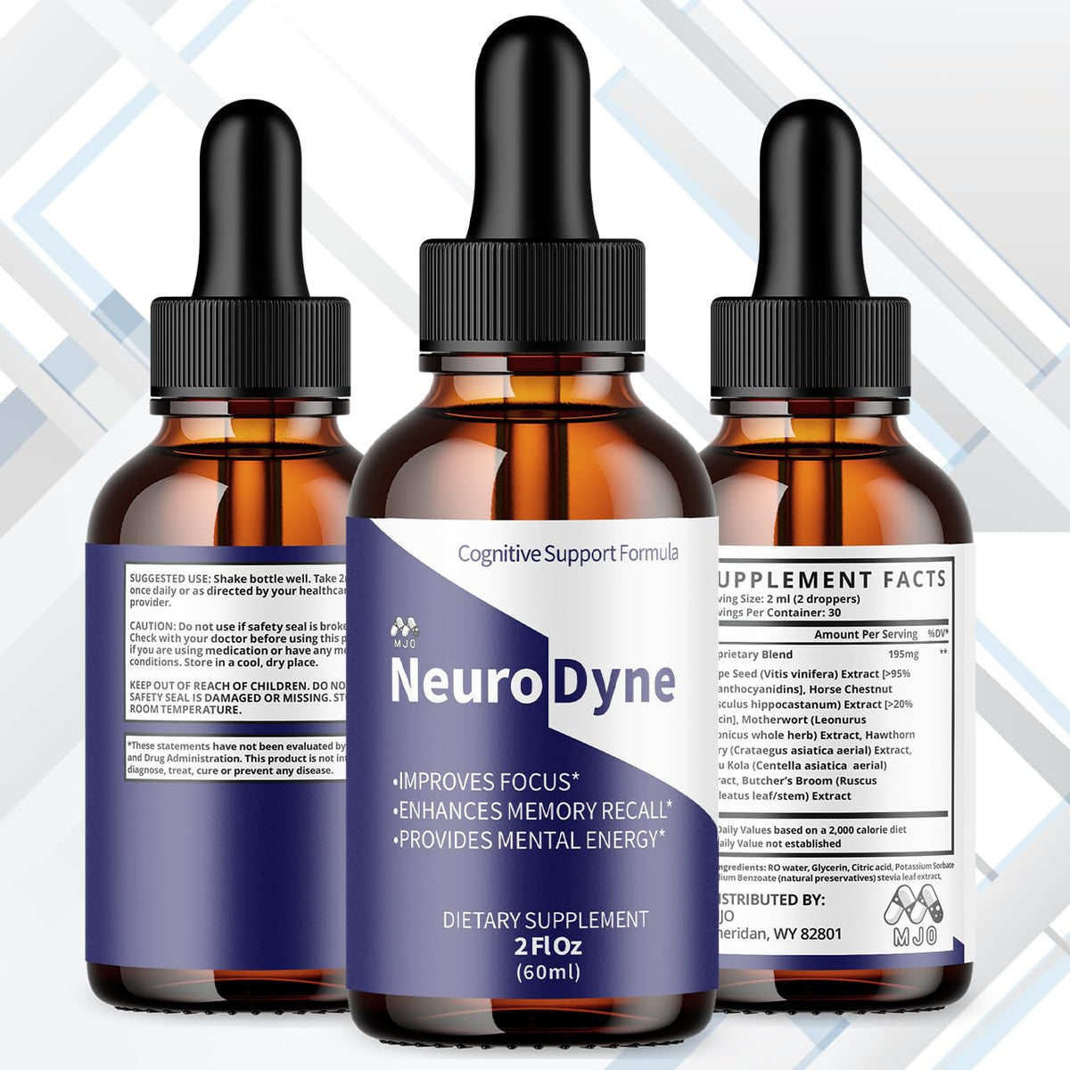 (3 Pack) Neurodyne Drops, Official Neurodyne Memory Drops with All Natural Ingredients, Advanced Neuro Dyne Supplement for Joint Health and Nerve Support with Vitamins for Women and Men (90 Servings)