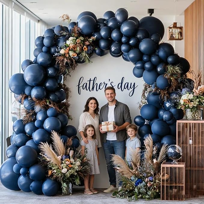 Navy Blue Balloons Double Stuffed Dark Blue Balloons Different Sizes Balloon Garland Arch Kit for Birthday Baby Shower Father's Day Graduation Wedding Party Decorations