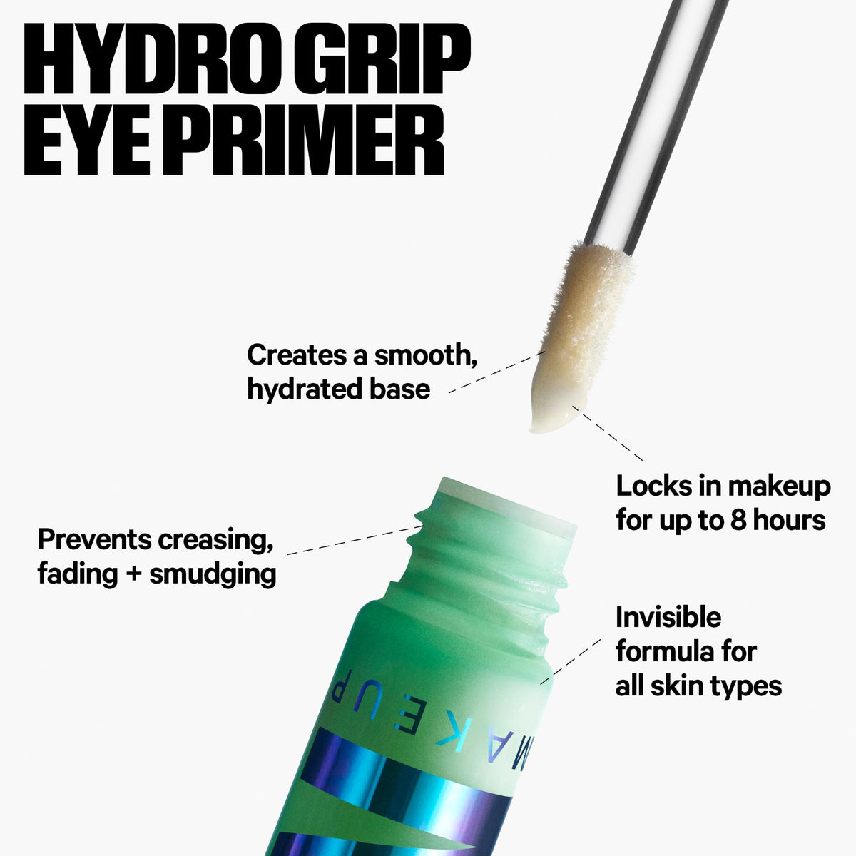 Milk Makeup Hydro Grip Eye Primer with Hyaluronic Acid – Clear Primer for Eyeshadow + Undereye Concealer – Grips Makeup, Hydrates + Smooths Skin for Crease-Free, Long-Lasting Wear – 0.29 oz