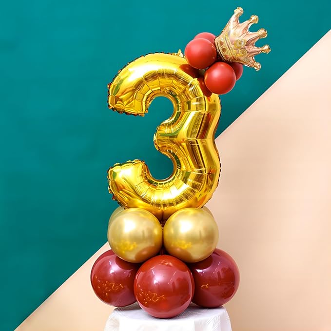 Gold Number Balloons Birthday Balloons - Giant Gold Number 3 Balloon 40 inch, Numbers Balloon Birthday Decorations, Gold Party Supplies for Women Men