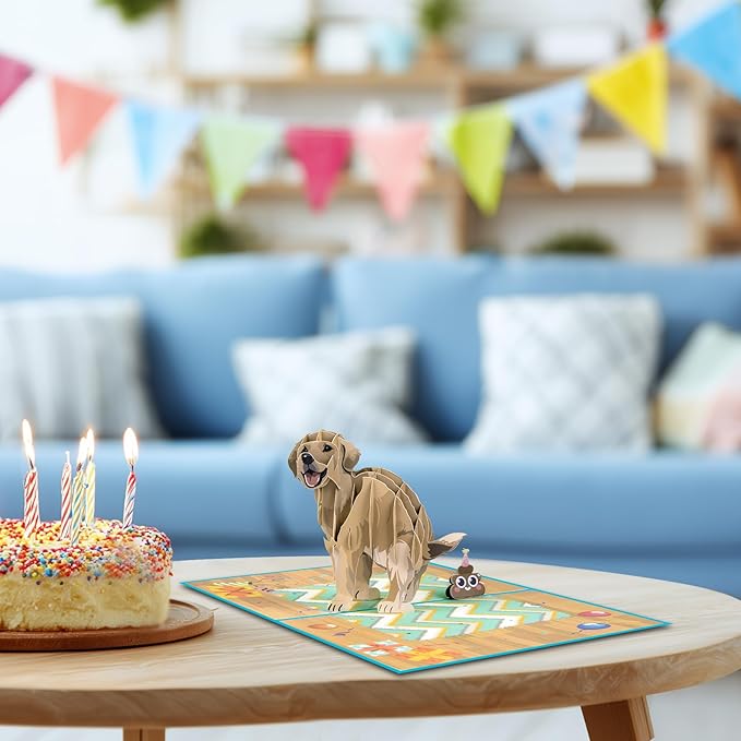 GREETING ART Dog Happy Birthday Pop-Up Card, Dog Birthday Card, 3D Greeting Cards for Dog Lover, Wife, Husband, Mom, Dad, Grandma, Grandpa