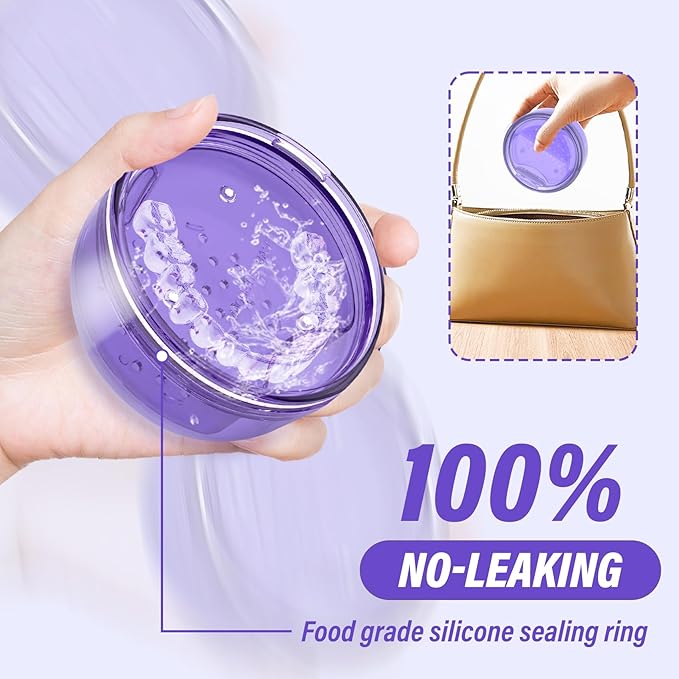 Denture Case Retainer Cleaning Case: 2 in 1 Retainer Case, No-Leak Denture Bath Box Cup, Complete Clean Care for Dentures, Clear Braces, Mouth Guard, Night Guard & Retainers