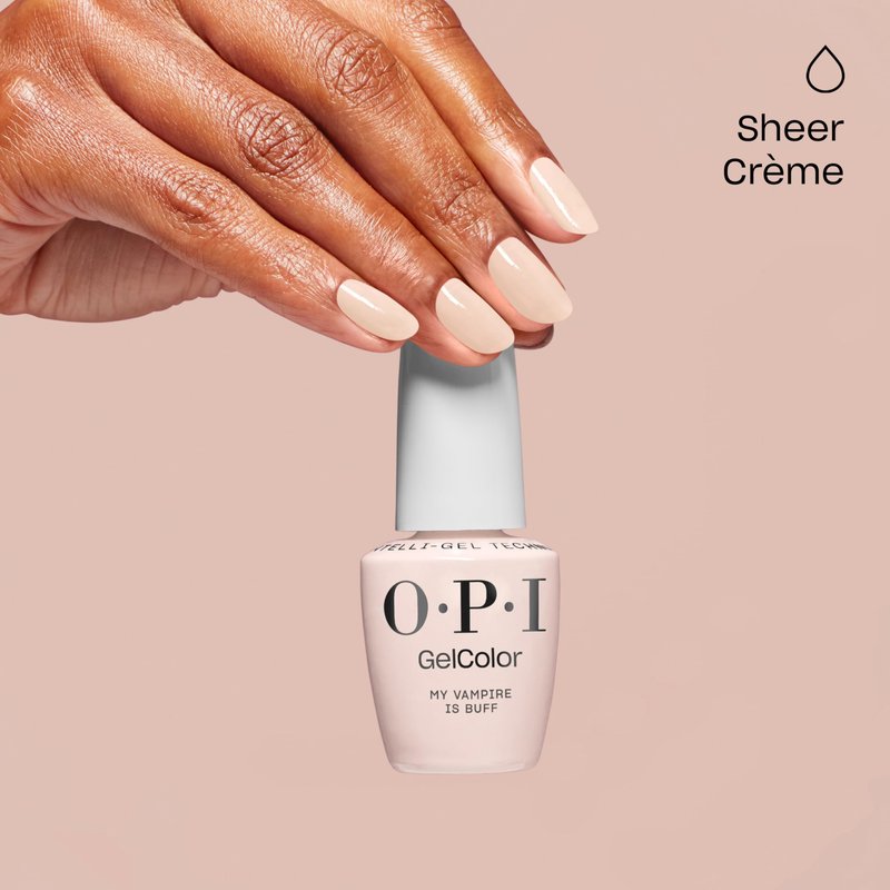 OPI GelColor My Vampire is Buff | Opaque Soft Warm Beige Crème LED Cure Gel Nail Polish | Salon-Quality Shine, Long-Lasting Wear | Vegan & HEMA Free | 0.5 Fl Oz