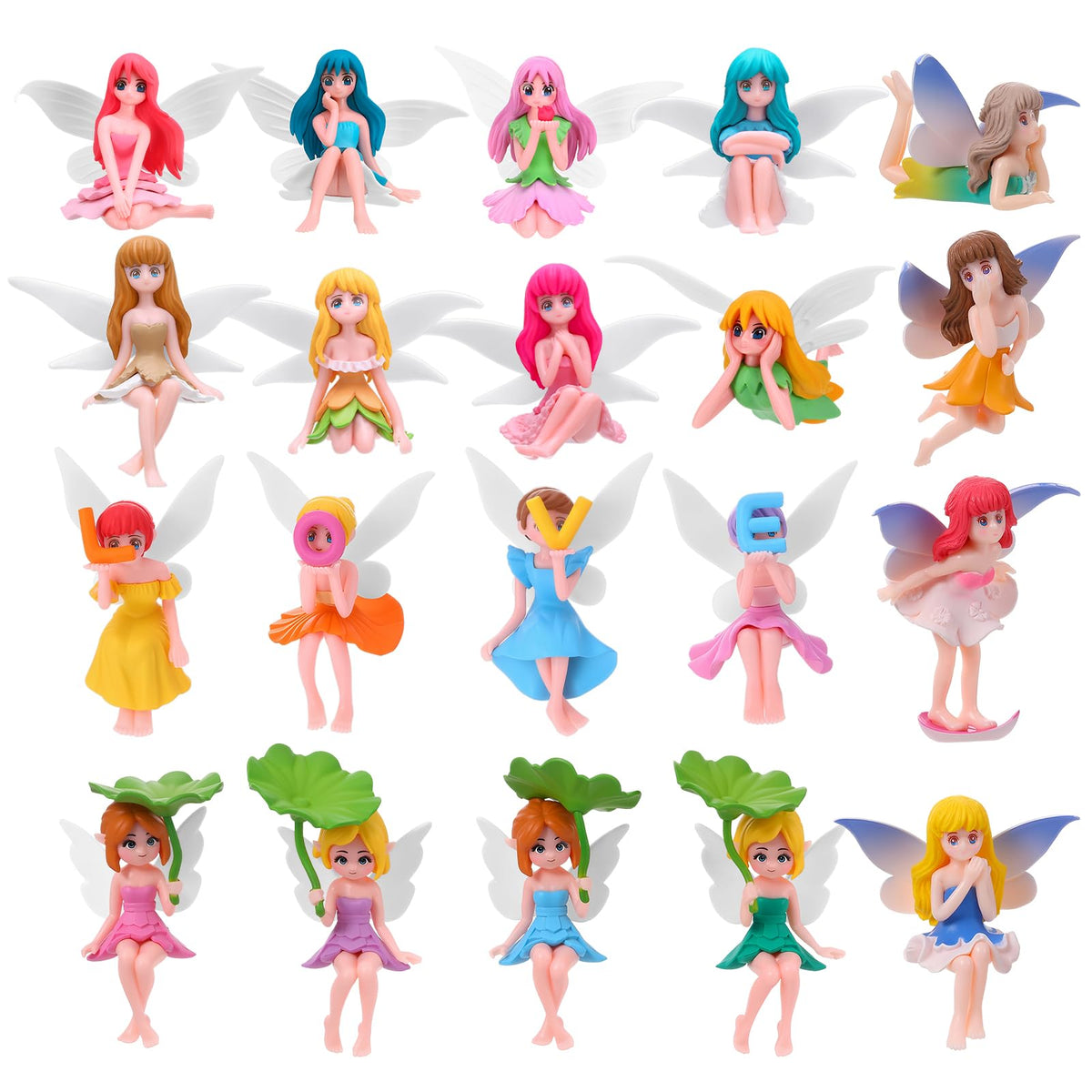 GGSTDDUP 20 Pcs Fairy Figurines Miniature Fairies Full Collection Garden Set