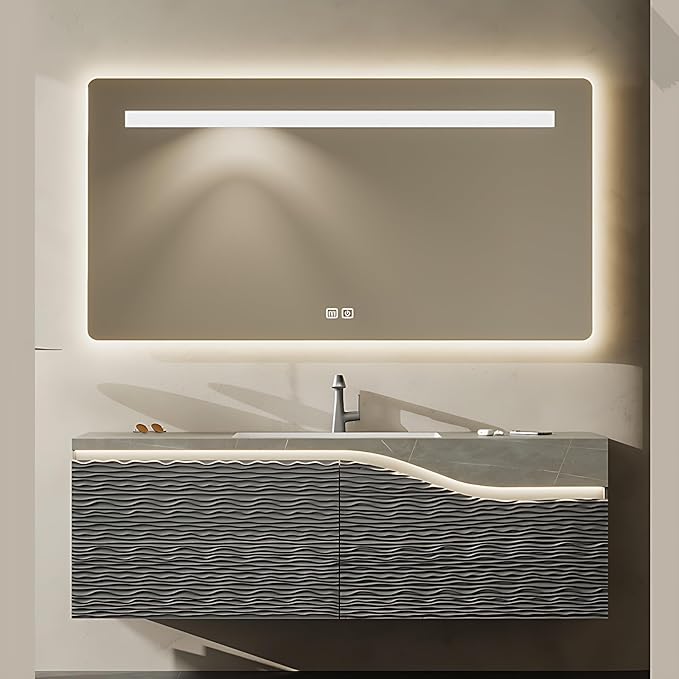 36in Elegant Modern Luxury Bathroom Vanity with Sink - Wall Mounted Solid Wood Cabinet & Smart LED Defogging Mirror | Single Sink Bathroom Cabinets