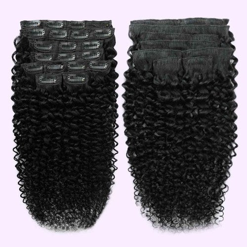 3C 4A Curly Clip In Hair Extensions Real Human Hair 24 Inch 110g 8pcs Kinky Curly Clip Ins Full Head for Black Women 100% Brazilian Remy Human Hair Extensions Natural Color with 20 Clips