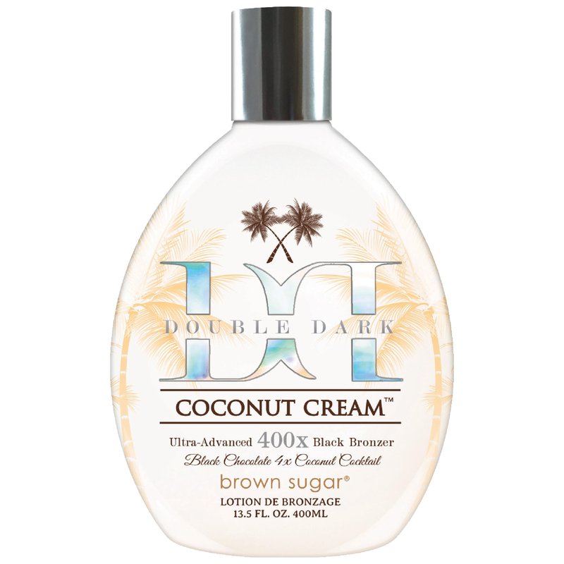 Brown Sugar Double Dark Coconut Cream Tanning Lotion, Ultra-Advanced 400X Black Chocolate Bronzer with Quadruple Coconut Cocktail & Argan Extracts, 13.5 Fl Oz