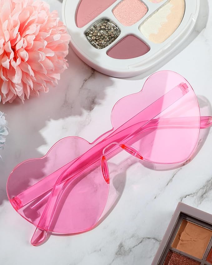 Frienda 8 Pairs Heart Shaped Sunglasses for Women Rimless Heart Glasses Candy Color Sunglasses for Party Favor