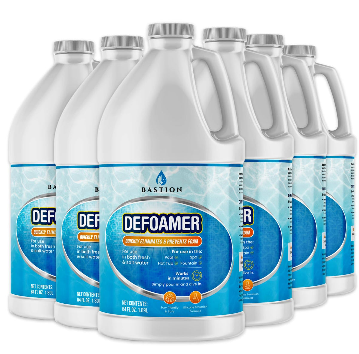 Hot Tub Defoamer - Pool, Fountain, & Spa - Antifoam Concentrate - Silicone Emulsion - Quickly Removes & Prevents Foam in Water - Eco Friendly & Safe Formula - Case of 6 X 1/2 Gallon (384oz)