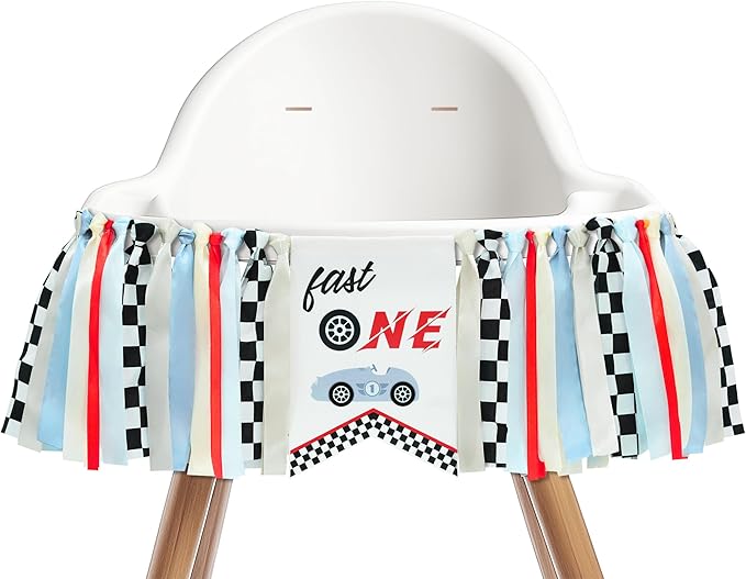 Fast One Highchair Banner 1st Birthday Boy Race Car First Birthday Party Decorations Fast One Race Car Photo Prop Cake Smash