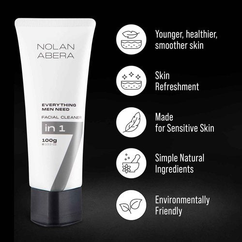ABERA Nolan Daily Facial Cleanser for Men – Oil Control & Deep Cleansing, 3.53 oz 2 Pack