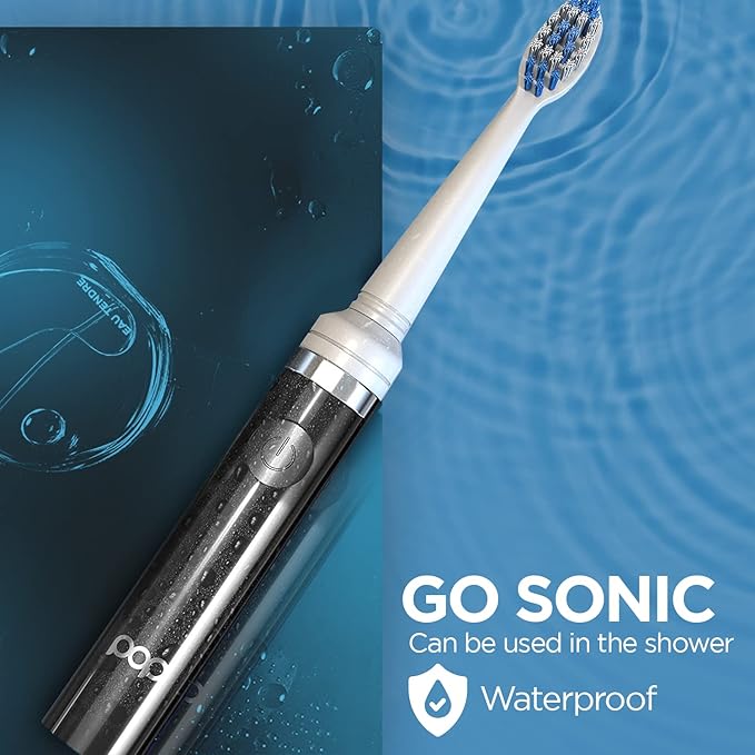 Pop Sonic Electric Toothbrush (Black) - Travel Toothbrushes w/AAA Battery | Kids Electric Toothbrushes with 2 Speed & 15,000-30,000 Strokes/Minute, Dupont Nylon Bristles