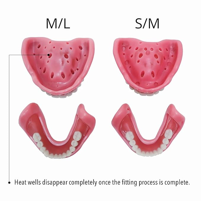 Boil-and-Bite Functional Denture, Self-fit at Home, Fully Adjustable for Narrow or Wide Arches, Long or Short-term Solution, Eat, Drink and Smile Confidently, Medium/Large Denture Set